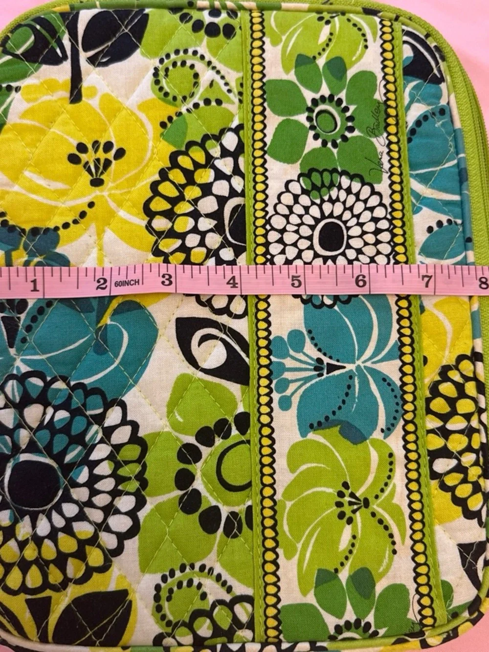 Vera Bradley Floral Zip Pouch - Green, Teal, Black Table/ IPad Case